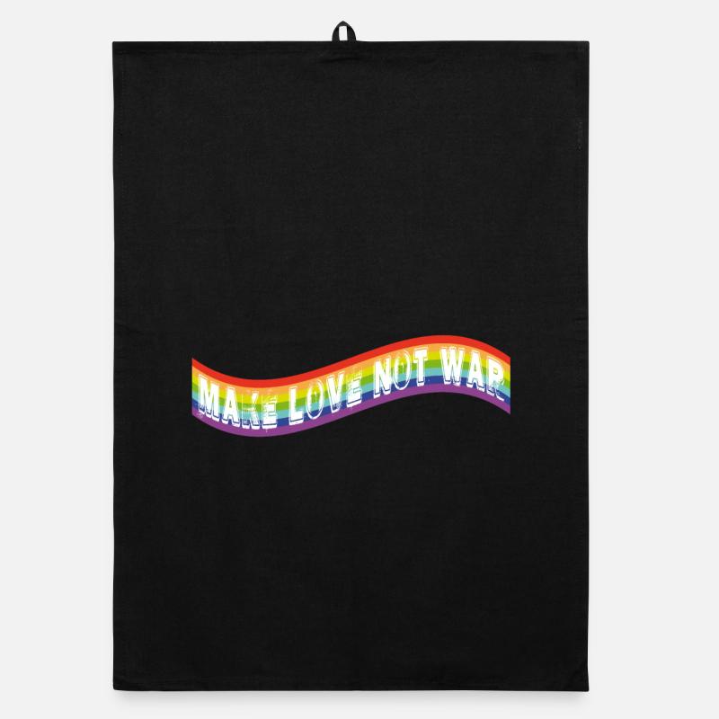 make love not war | Rainbow flag Organic dish towel