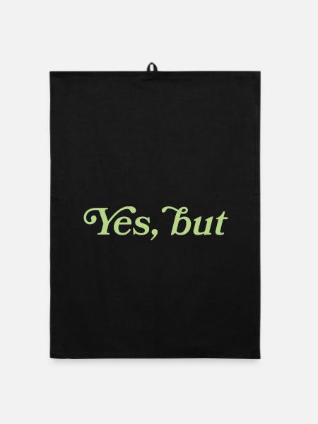 Yes, but – Minimalistisches Statement - Organic Geschirrtuch - Schwarz - Vorne