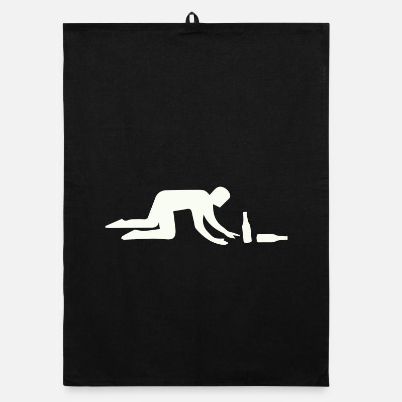 Säufer Silhouette mit Flasche Organic Geschirrtuch