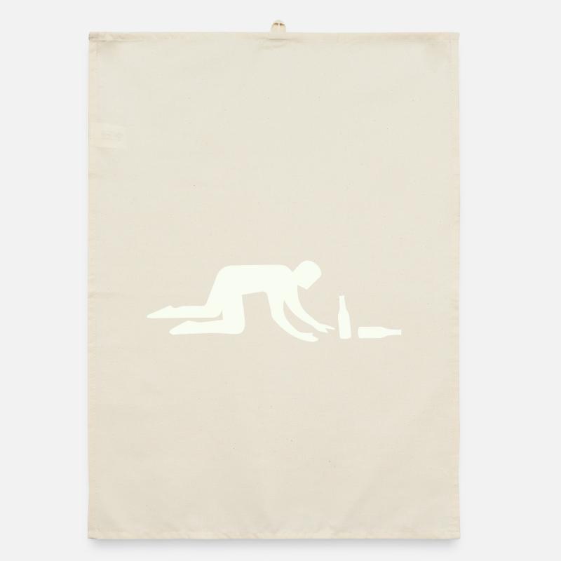 Drunkard silhouette with bottle Organic dish towel