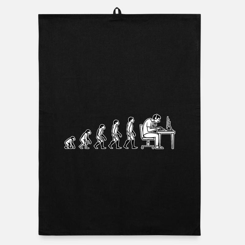 Evolution endet am Computer – Humor Design Organic Geschirrtuch