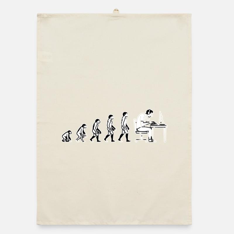 Evolution ends at the computer – Humor Design Organic dish towel