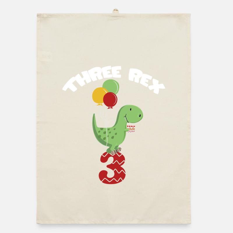 Three Rex - Third Birthday Boy - 3 years Organic dish towel