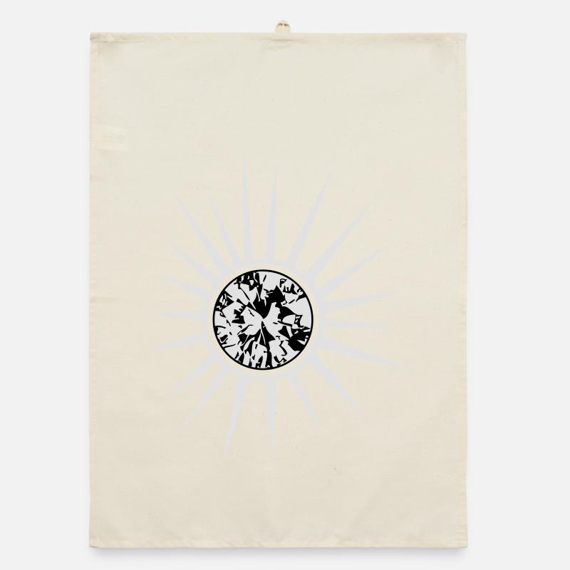 White sun with diamond. Organic dish towel