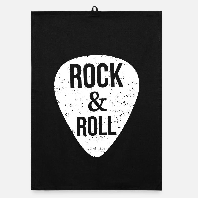 Rock and roll, médiator - Torchon bio - noir