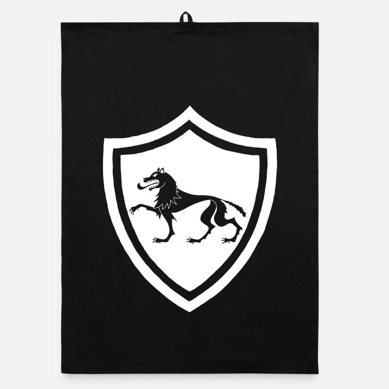 Symbole du loup blanc médiéval Torchon bio