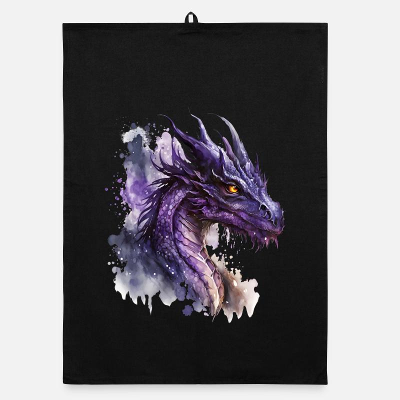 Aquarelle Violette Dragon Torchon bio