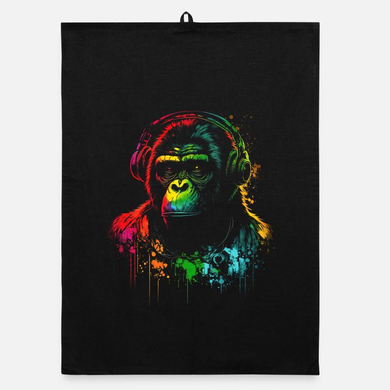 Casque d’écoute gorille arc-en-ciel Torchon bio