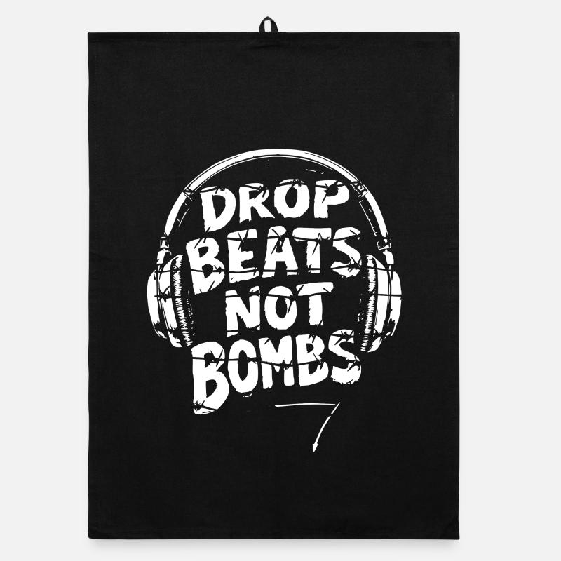 Drop Beats Not Bombs Peace Frieden White Organic dish towel