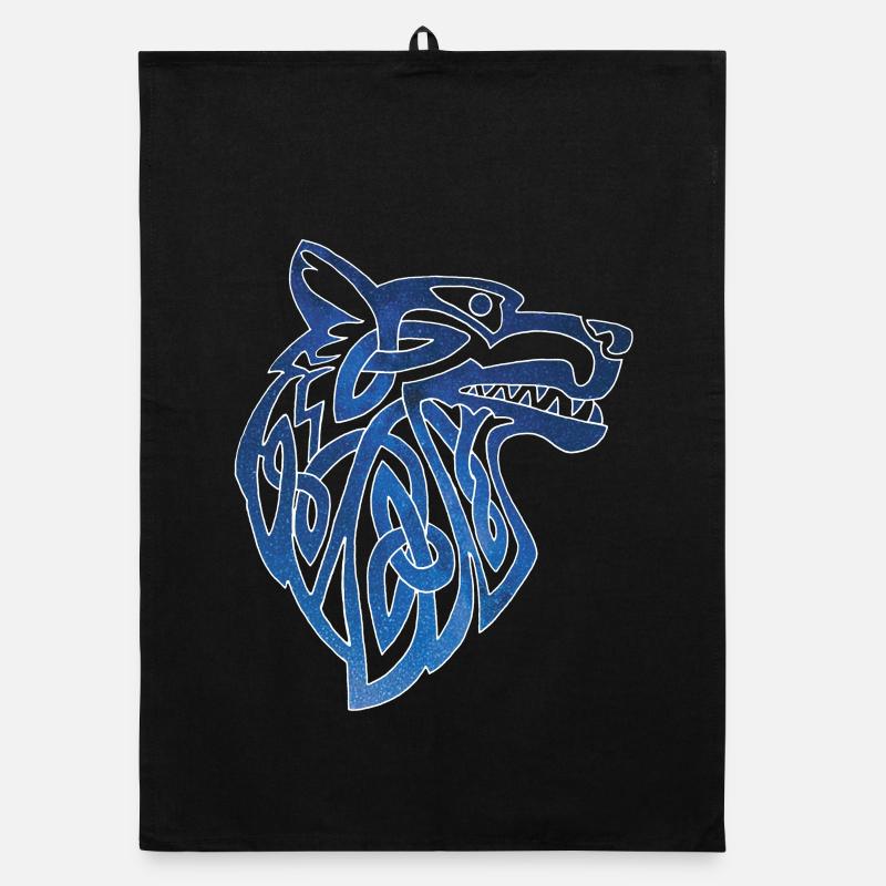 Viking wolf and starry sky Organic dish towel
