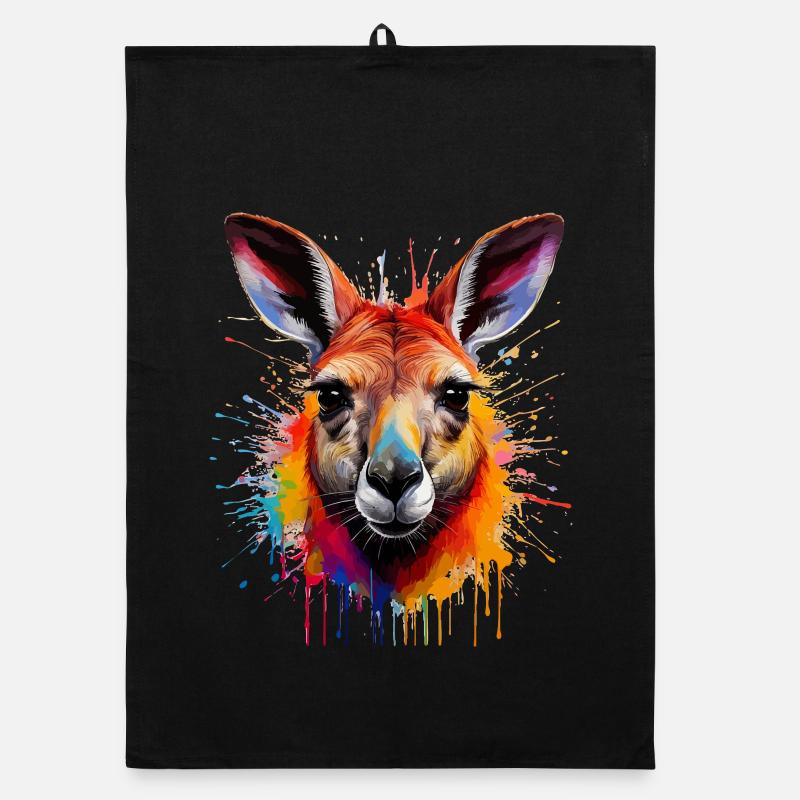 Känguru Farbexplosion Portrait Organic Geschirrtuch