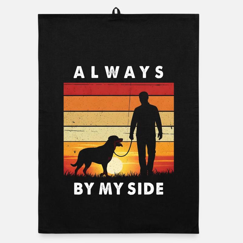 Rottweiler Always By My Side Walkie Retro Organic dish towel