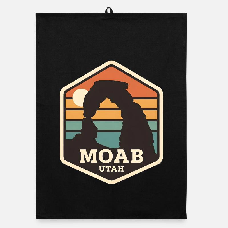 Moab Utah Desert Archway Retro Sunset  Organic dish towel