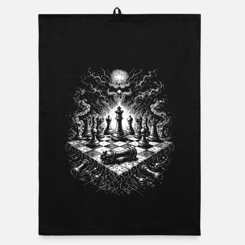 Chess Skull Gothic Board Scene Organic dish towel
