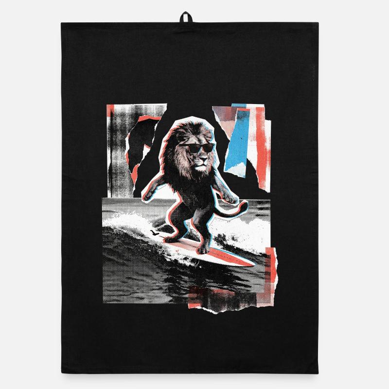 Surfer Lion Organic dish towel