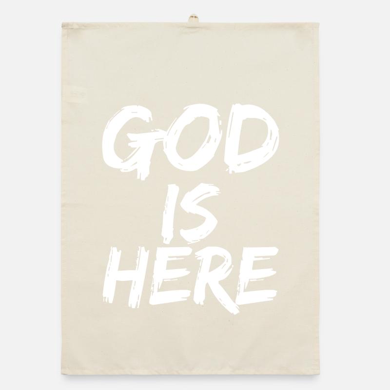 god is here Organic dish towel