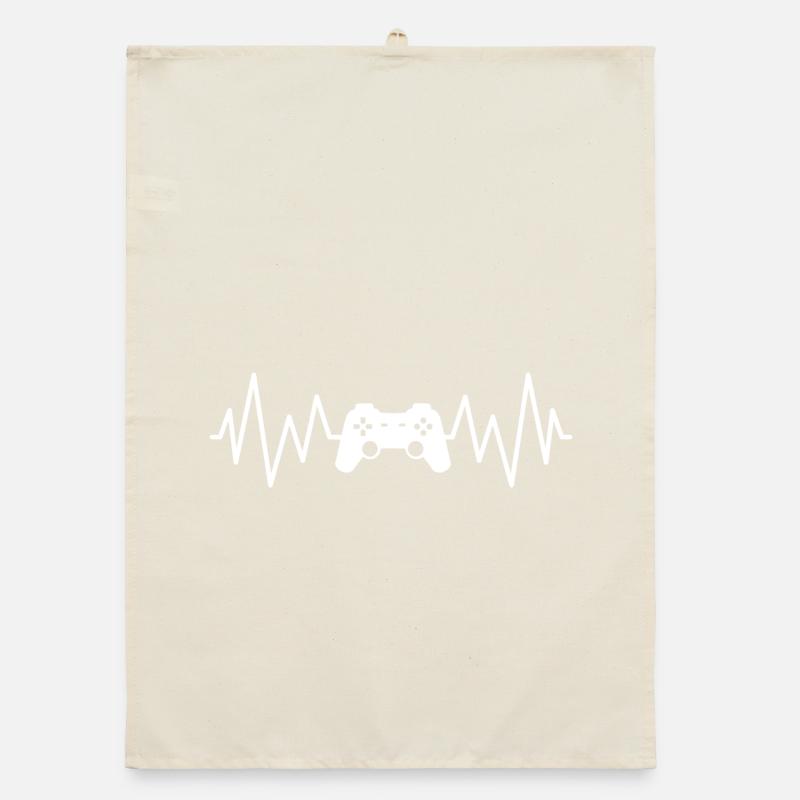 Gamer Rhythm: Controller and Heart Organic dish towel