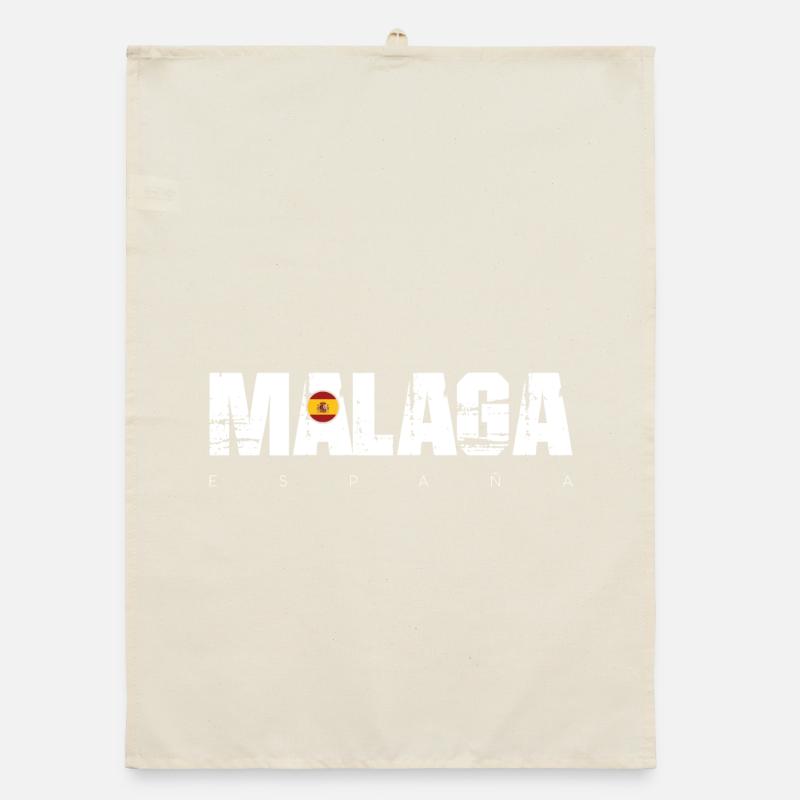 Málaga Distressed Text mit spanischer Flagge Organic Geschirrtuch