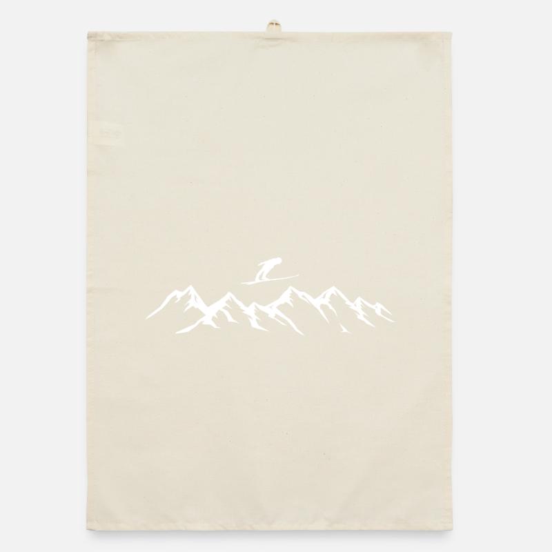 Ski Skiing Mountains Organic dish towel
