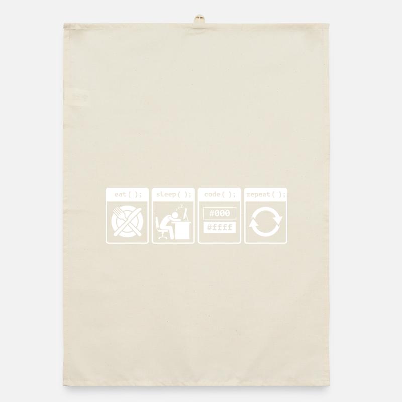 Eat Sleep Code Repeat – Coder Workflow Design Organic dish towel