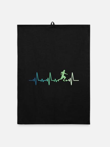 football heartbeat footballer - Organic dish towel - black - Front