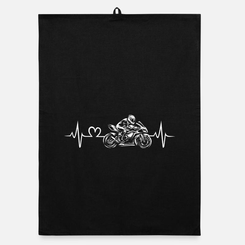 Motorcyclist heartbeat design Organic dish towel