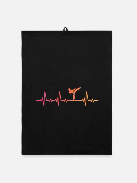 Karate Sonnenuntergang Herzschlag Karate - Organic Geschirrtuch - Schwarz - Vorne