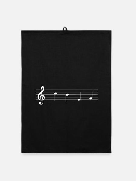 CHEF als Noten – Weißes Musik-Wortspiel - Organic Geschirrtuch - Schwarz - Vorne