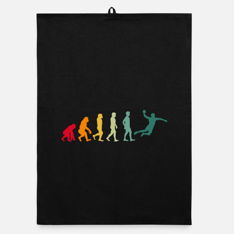 Handball evolution development handball players retro Organic dish towel
