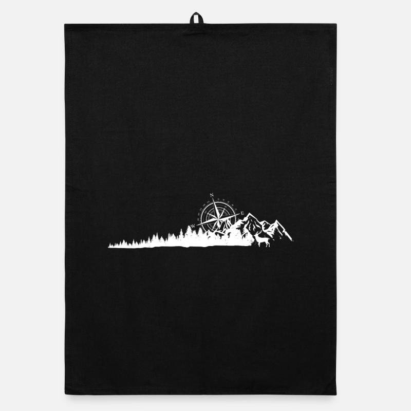 Compass Mountain Ridge Silhouette Organic dish towel
