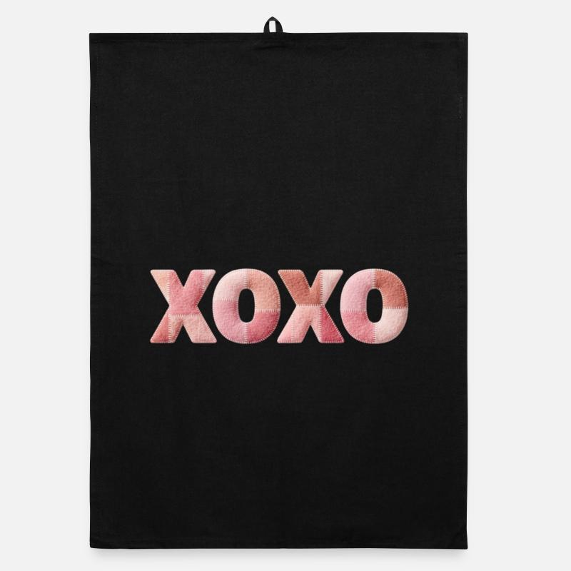 XOXO Patchwork Spruch Kuss Umarmung Organic Geschirrtuch