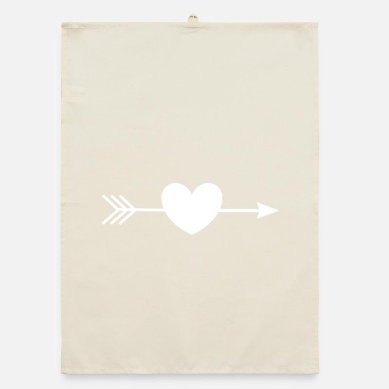 Cœur blanc blanc avec flèche Torchon bio