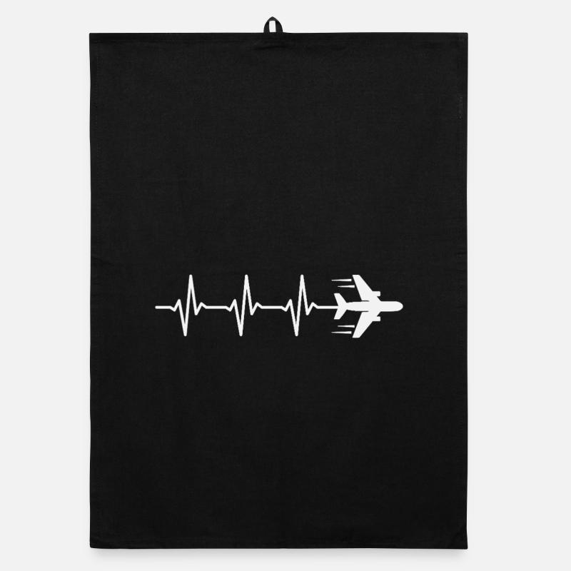 Flugzeug Herzschlag Pilot Luftfahrt Flieger Organic Geschirrtuch