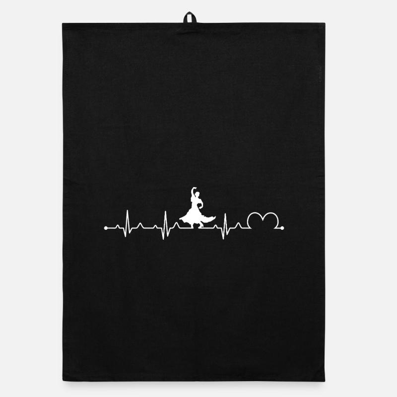 Flamenco Heartbeat EKG Spanish Dancer Silhouette Organic dish towel