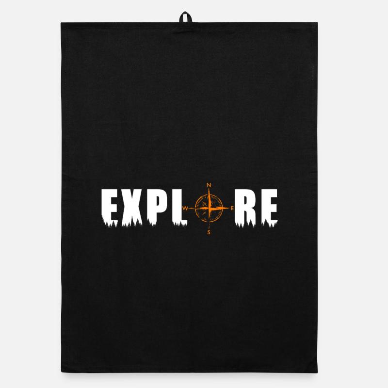 Explore motif with a compass Organic dish towel