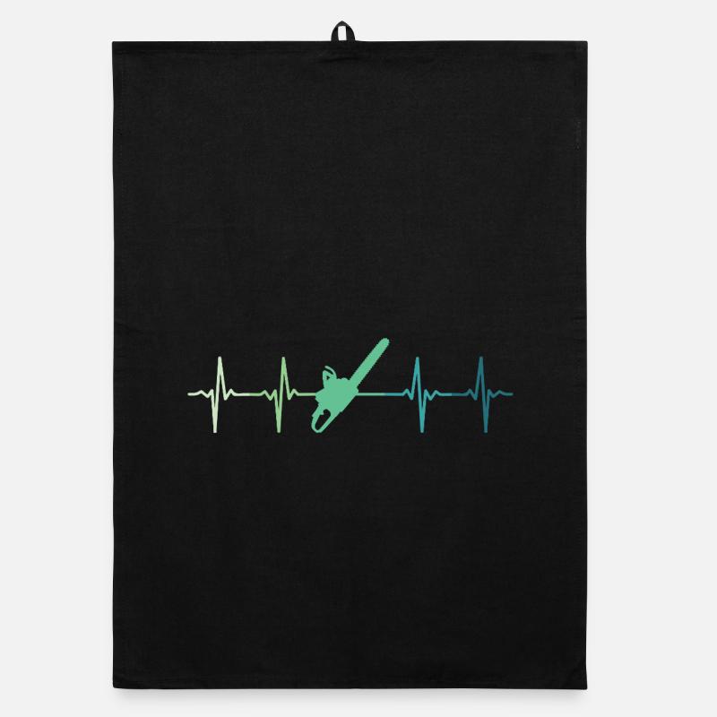 Lumberjack heartbeat chainsawed Organic dish towel