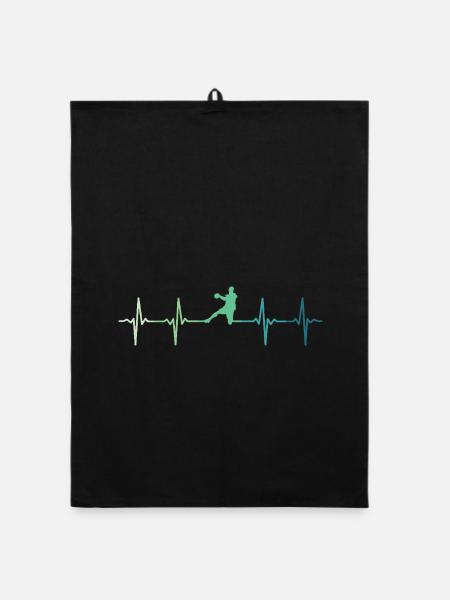 Handball, Herzschlag, Handball - Organic Geschirrtuch - Schwarz - Vorne