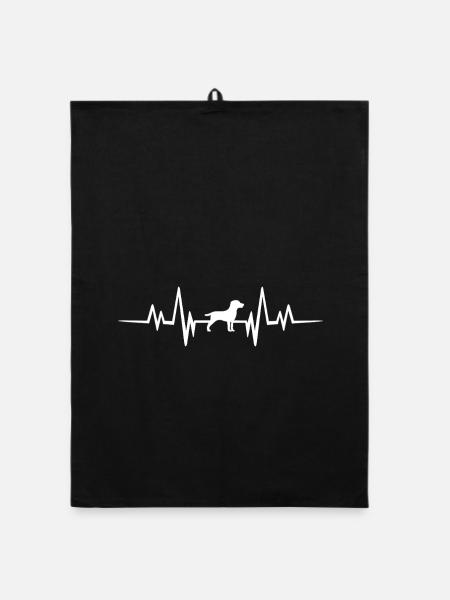 Herzschlagpfote Design - Organic Geschirrtuch - Schwarz
