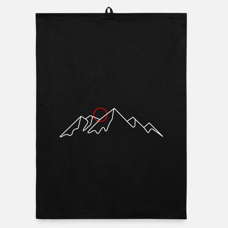 Minimale Berglinie mit roter Sonne Organic Geschirrtuch