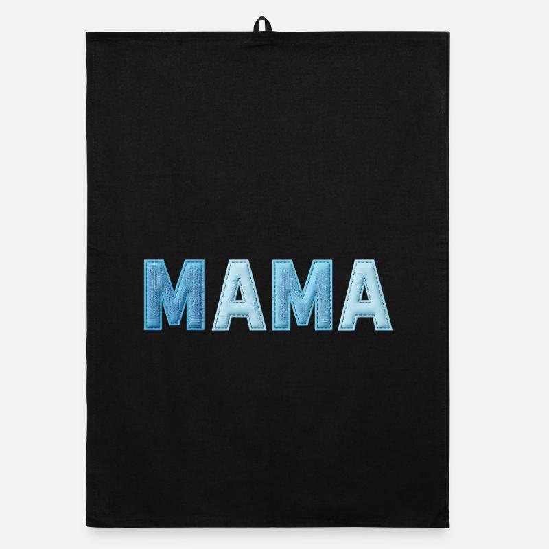 MAMA Denim Schriftzug Patchwork Trend Organic Geschirrtuch