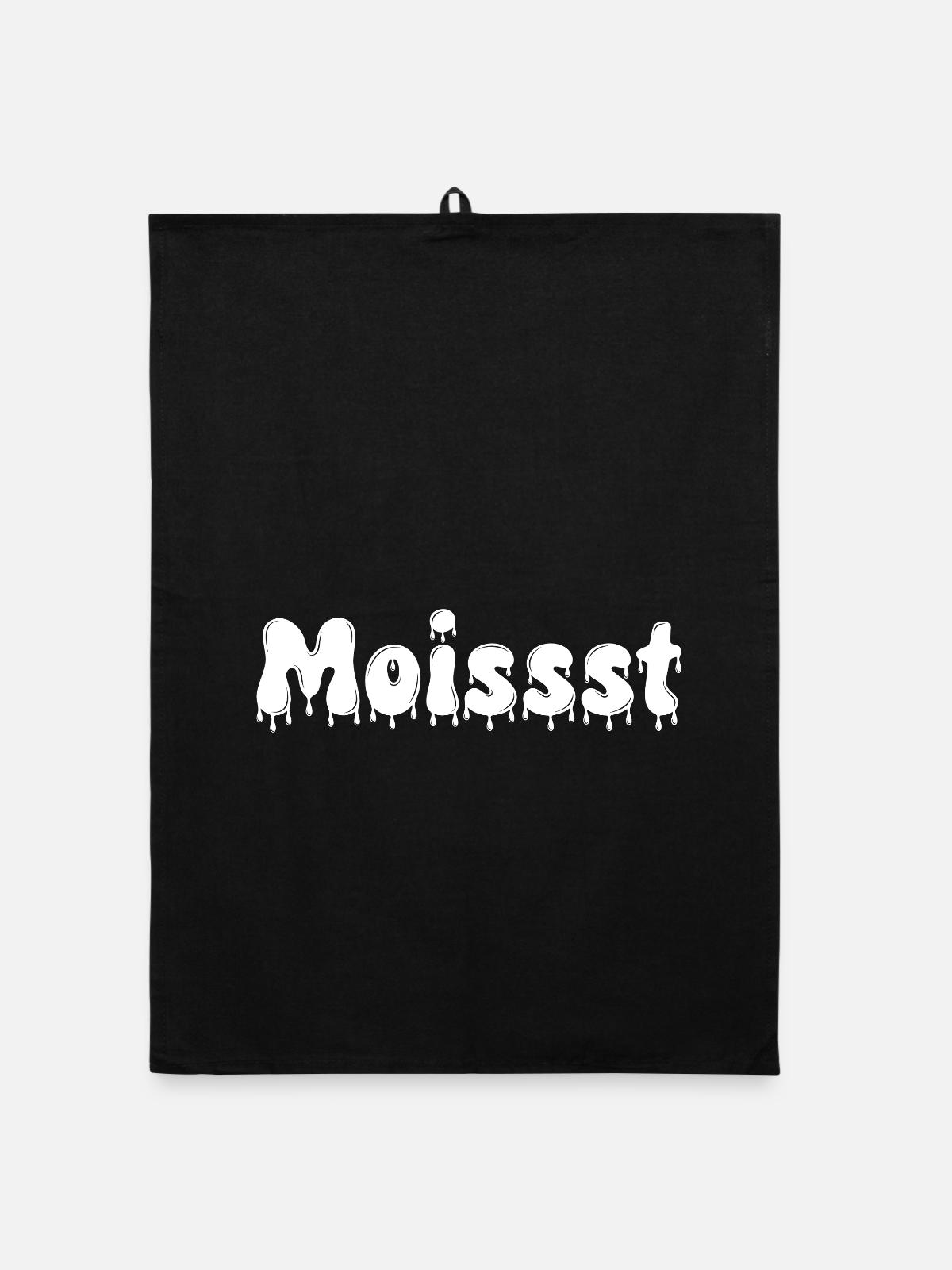 Moist Dripping Text - Organic dish towel - black - Front