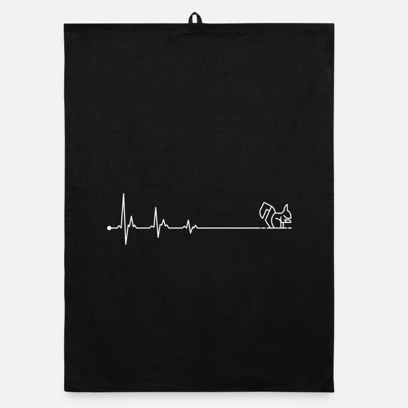 Silhouette de ligne de battement de cœur de chat Torchon bio