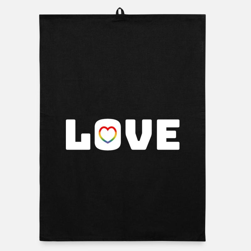 Love Heart Rainbow white Organic Geschirrtuch