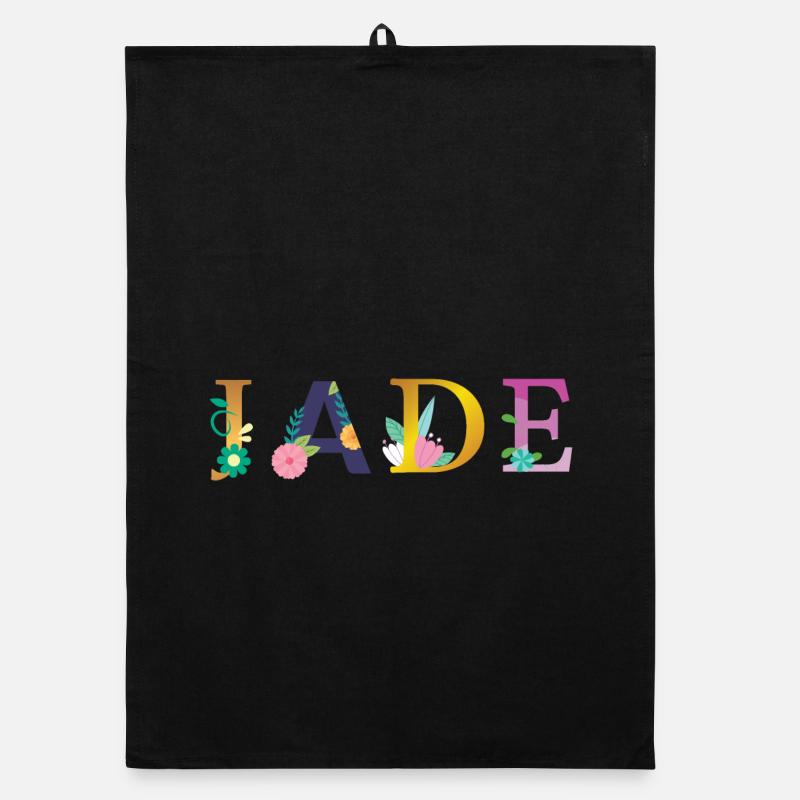 Nom JADE décoré de fleurs Torchon bio