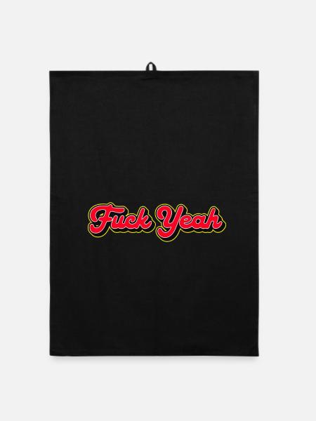 Fuck Yeah 3D Red Script - Torchon bio - noir - Devant