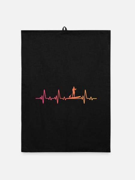 Sunset Heartbeat Stand-up-Paddle - Organic Geschirrtuch - Schwarz - Vorne