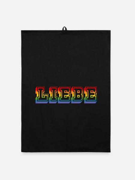 LGBT Regenbogen LIEBE rainbow tshirt - Organic Geschirrtuch - Schwarz - Vorne