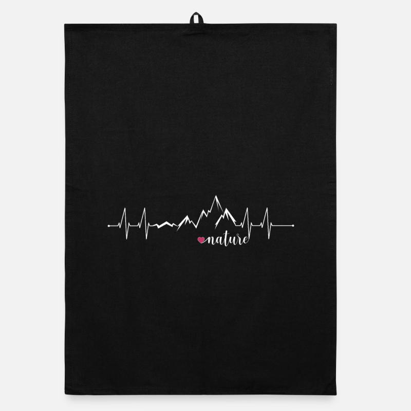 Love Nature Mountains Heart Rate ECG - Conception graphique Torchon bio