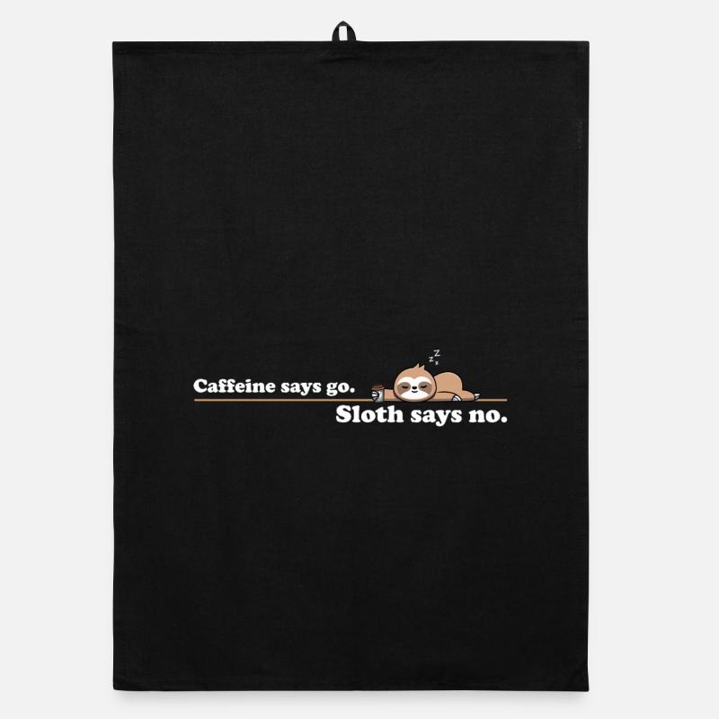 Caffeine Says Go Sloth Says No – Retro Coffee Organic dish towel