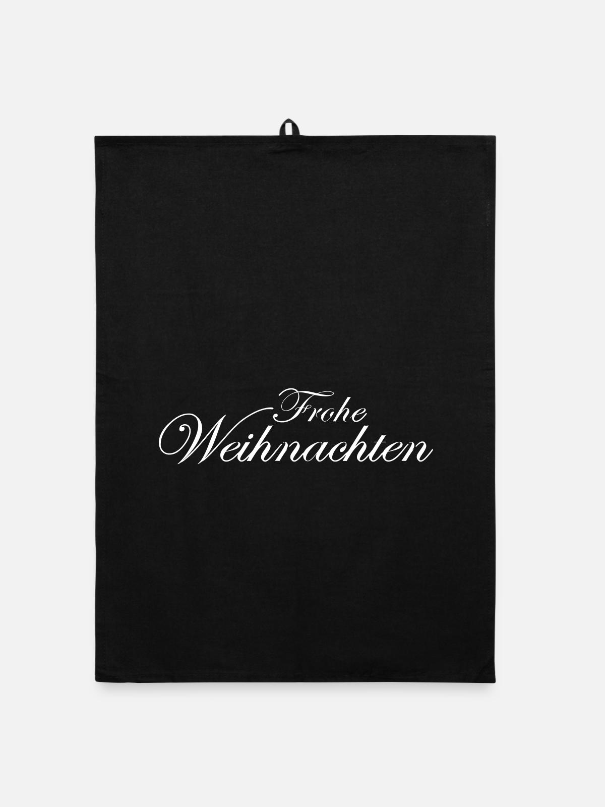 Frohe Weihnachten - Organic Geschirrtuch - Schwarz - Vorne